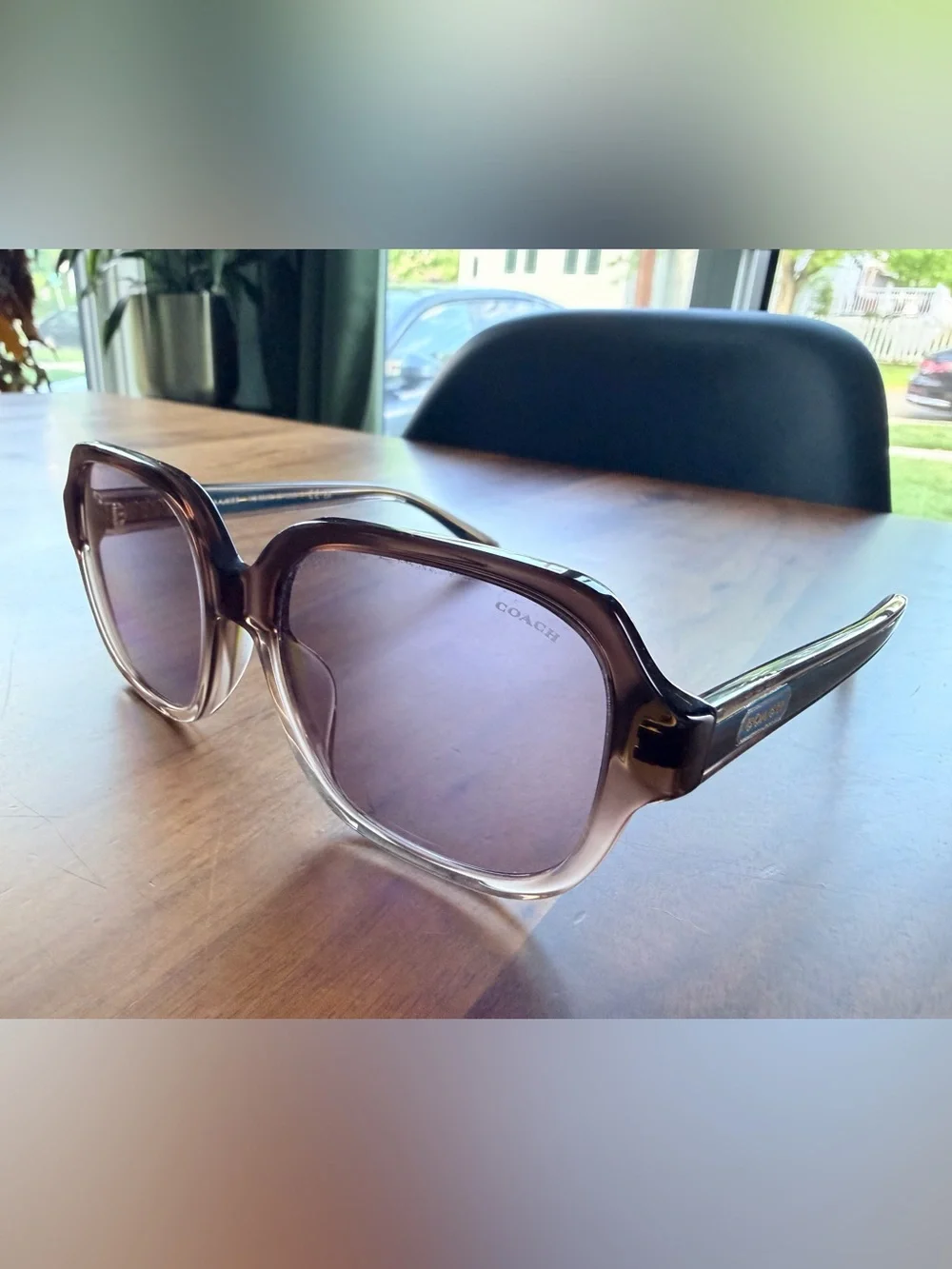 Women's Coach HC8335U C7989 56781A Transparent Brown Gradient Purple Lenses